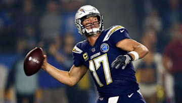 CARSON, CA - DECEMBER 22: Philip Rivers #17 of the Los Angeles Chargers passes the ball during the first half of a game against the Baltimore Ravens at StubHub Center on December 22, 2018 in Carson, California. (Photo by Sean M. Haffey/Getty Images)