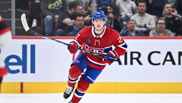 MONTREAL, CANADA - SEPTEMBER 27: Cole Caufield #22 of the Montreal Canadiens skates during the second period against the Ottawa Senators at the Bell Centre on September 27, 2023 in Montreal, Quebec, Canada. The Montreal Canadiens defeated the Ottawa Senators 4-3. (Photo by Minas Panagiotakis/Getty Images)