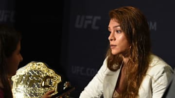 DALLAS, TX - SEPTEMBER 06: Nicco Montano talks with members of the media during the UFC 228 ultimate media day on September 6, 2018 in Dallas, Texas. (Photo by Josh Hedges/Zuffa LLC/Zuffa LLC via Getty Images)