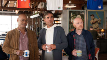 Old Dads. (L to R) Bokeem Woodbine as Mike, Bobby Cannavale as Connor, Bill Burr as Jack in Old Dads. Cr. Michael Moriatis/Netflix © 2023.