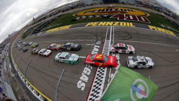 LAS VEGAS, NEVADA - FEBRUARY 22: Chase Briscoe, driver of the #98 Ford Performance Racing School Ford, leads the field to the green flag at the start of the NASCAR Xfinity Series Boyd Gaming 300 at Las Vegas Motor Speedway on February 22, 2020 in Las Vegas, Nevada. (Photo by Jonathan Ferrey/Getty Images)