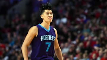 Nov 13, 2015; Chicago, IL, USA; Charlotte Hornets guard Jeremy Lin (7) reacts against the Chicago Bulls during the second half at the United Center. The Chicago Bulls defeat the Charlotte Hornets 102-97. Mandatory Credit: Mike DiNovo-USA TODAY Sports