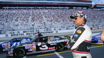 9 Apr 1999: Dale Earnhardt #3 looking on during practice for the Food City 500 of the NASCAR Winston Cup Series at the Bristol Motor Speedway in Bristol, Tennessee. Mandatory Credit: Jamie Squire /Allsport