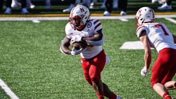 Nov 27, 2020; Iowa City, Iowa, USA; Nebraska Cornhuskers running back Marvin Scott III (24) in action against the Iowa Hawkeyes at Kinnick Stadium. Mandatory Credit: Jeffrey Becker-USA TODAY Sports