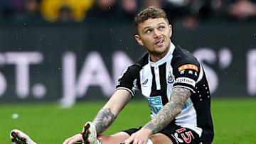 NEWCASTLE UPON TYNE, ENGLAND - FEBRUARY 13: Kieran Trippier of Newcastle United down injured during the Premier League match between Newcastle United and Aston Villa at St. James Park on February 13, 2022 in Newcastle upon Tyne, United Kingdom. (Photo by Robbie Jay Barratt - AMA/Getty Images)