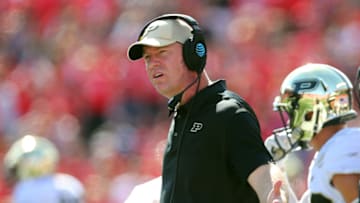 PISCATAWAY, NJ - OCTOBER 21: Head coach Jeff Brohm of Purdue Boilermakers during a game against the Rutgers Scarlet Knights on October 21, 2017 in Piscataway, New Jersey. (Photo by Rich Schultz/Getty Images)