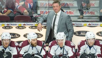 Oct 16, 2014; Ottawa, Ontario, CAN; Colorado Avalanche head coach Patrick Roy reacts following and empty net goal scored by the Ottawa Senators in the third period at the Canadian Tire Centre. The Senators defeated the Colorado Avalanche 5-3. Mandatory Credit: Marc DesRosiers-USA TODAY Sports