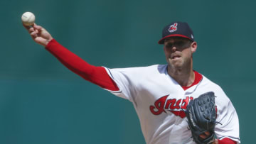 CLEVELAND, OH - SEPTEMBER 05: Starting pitcher Corey Kluber #28 of the Cleveland Indians pitches against the Kansas City Royals during the first inning at Progressive Field on September 5, 2018 in Cleveland, Ohio. (Photo by Ron Schwane/Getty Images)