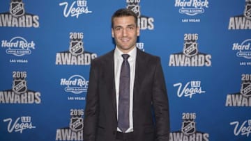 Jun 22, 2016; Las Vegas, NV, USA; Boston Bruins center Patrice Bergeron walks the red carpet during the 2016 NHL Awards at Hard Rock Hotel and Casino. Mandatory Credit: Joshua Dahl-USA TODAY Sports