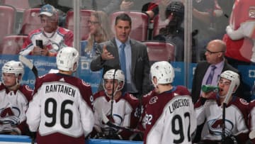 NHL DFS: SUNRISE, FL - DECEMBER 9: Head coach Jared Bednar directs Mikko Rantanen #96 and Gabriel Landeskog #92 of the Colorado Avalanche during a third period break in action against the Florida Panthers at the BB&T Center on December 9, 2017 in Sunrise, Florida. The Avalanche defeated the Panthers 7-3. (Photo by Joel Auerbach/Getty Images)