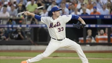 Jul 16, 2013; Flushing, NY, USA; National League pitcher Matt Harvey (33) of the New York Mets throws a pitch in the first inning in the 2013 All Star Game at Citi Field. Mandatory Credit: Robert Deutsch-USA TODAY Sports