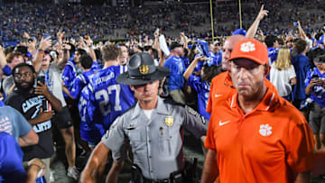 Clemson football coach Dabo Swinney after his team's blowout loss to Duke. Mandatory Credit: Ken Ruinard-USA TODAY Sports