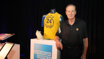 SAN FRANCISCO, CA - FEBRUARY 23: Golden State Warriors legend Rick Barry poses with memorabilia during the American Express "All for Dub Nation" Watch Party at Social Hall SF on February 23, 2017 in San Francisco, California. (Photo by Kelly Sullivan/Getty Images for American Express)