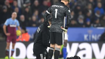 LEICESTER, ENGLAND - JANUARY 22: Jamie Vardy of Leicester City goes down reacting to an injury during the Premier League match between Leicester City and West Ham United at The King Power Stadium on January 22, 2020 in Leicester, United Kingdom. (Photo by Michael Regan/Getty Images)