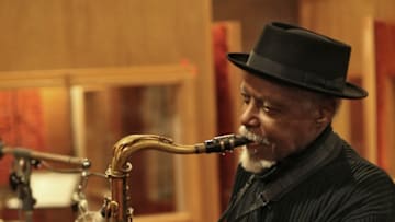 NEW YORK - DECEMBER 18: Jazz musician David 'Fathead' Newman playing saxophone in a recording studio in New York on December 12 2008. (Photo by Andrew Lepley/Redferns)