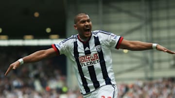 WEST BROMWICH, ENGLAND - MAY 15: Salomon Rondon of West Bromwich Albion celebrates scoring his team's first goal during the Barclays Premier League match between West Bromwich Albion and Liverpool at The Hawthorns on May 15, 2016 in West Bromwich, England. (Photo by Ben Hoskins/Getty Images)