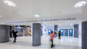 NEW YORK, NEW YORK - JANUARY 25: Commuters walk through the new Long Island Rail Road terminal at Grand Central Madison station on the opening day on January 25, 2023 in New York City. Originally planned in the 1950s with construction starting in 2007, the "East Side Access" is meant to create better access to the east side of Manhattan for a projected 162,000 daily commuters coming in from Long Island every day on the LIRR. (Photo by Roy Rochlin/Getty Images)