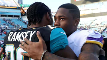 (Photo by Sam Greenwood/Getty Images) Jalen Ramsey and Stefon Diggs