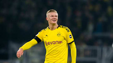 DORTMUND, GERMANY - JANUARY 24: Erling Braut Haaland of Borussia Dortmund in action during the Bundesliga match between Borussia Dortmund and 1. FC Köln at the Signal Iduna Park on January 24, 2020 in Dortmund, Germany. (Photo by Alexandre Simoes/Borussia Dortmund via Getty Images)