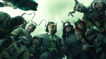 (Center): President Loki (Tom Hiddleston) in Marvel Studios' LOKI, exclusively on Disney+. Photo courtesy of Marvel Studios. ©Marvel Studios 2021. All Rights Reserved.