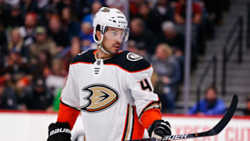 Mar 4, 2020; Denver, Colorado, USA; Anaheim Ducks defenseman Michael Del Zotto (44) in the second period against the Colorado Avalanche at the Pepsi Center. Mandatory Credit: Isaiah J. Downing-USA TODAY Sports