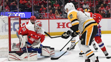 WASHINGTON, DC - FEBRUARY 2:Washington Capitals goaltender Ilya Samsonov (30) makes a save during the second period of the game between the Washington Capitals and the Pittsburgh Penguins at Capitol One Arena on Sunday, February 2, 2020. (Photo by Toni L. Sandys/The Washington Post via Getty Images)
