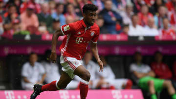 MUNICH, GERMANY - APRIL 01: Kingsley Coman of FC Bayern Muenchen controls the ball during the Bundesliga match between Bayern Muenchen and FC Augsburg at Allianz Arena on April 1, 2017 in Munich, Germany. (Photo by Matthias Hangst/Bongarts/Getty Images)