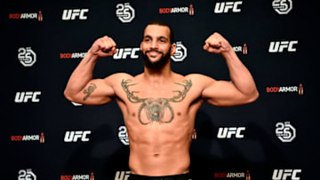 BROOKLYN, NY - APRIL 06: Devin Clark poses on the scale during the UFC 223 official weigh-ins on April 6, 2018 in Brooklyn, New York. (Photo by Jeff Bottari/Zuffa LLC/Zuffa LLC via Getty Images)