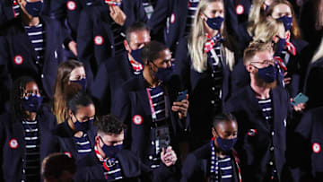TOKYO, JAPAN - JULY 23: Kevin Durant of Team United States looks on during the Opening Ceremony of the Tokyo 2020 Olympic Games at Olympic Stadium. (Photo by Patrick Smith/Getty Images)