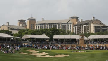 SAN ANTONIO, TEXAS - APRIL 06: A general view of the 16th hole as Rickie Fowler of the United States putts during the third round of the 2019 Valero Texas Open at TPC San Antonio Oaks Course on April 06, 2019 in San Antonio, Texas. (Photo by Michael Reaves/Getty Images)