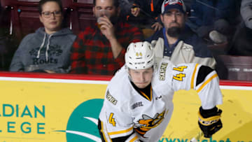Forward Jacob Perreault #44 of the Sarnia Sting (Photo by Dennis Pajot/Getty Images)