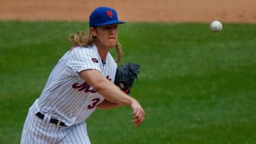 NEW YORK, NY - MAY 20: (NEW YORK DAILIES OUT) Noah Syndergaard #34 of the New York Mets in action against the Arizona Diamondbacks at Citi Field on May 20, 2018 in the Flushing neighborhood of the Queens borough of New York City. The Mets defeated the Diamondbacks 4-1. (Photo by Jim McIsaac/Getty Images)