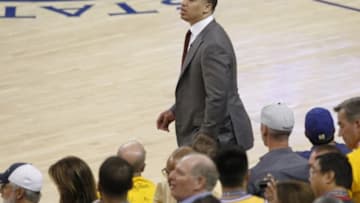June 2, 2016; Oakland, CA, USA; Cleveland Cavaliers head coach Tyronn Lue watches game action against Golden State Warriors during the second half in game one of the NBA Finals at Oracle Arena. Mandatory Credit: Cary Edmondson-USA TODAY Sports