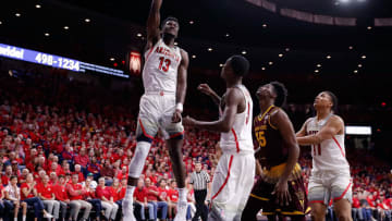 TUCSON, AZ - DECEMBER 30: Deandre Ayton #13 of the Arizona Wildcats dunks during the second half of the college basketball game against the Arizona State Sun Devils at McKale Center on December 30, 2017 in Tucson, Arizona. The Wildcats beat the Sun Devils 84-78. (Photo by Chris Coduto/Getty Images)
