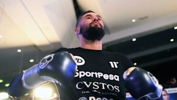 MANCHESTER, ENGLAND - NOVEMBER 07: Tony Bellew in action during a public workout at the National Football Museum on November 7, 2018 in Manchester, England. (Photo by Nathan Stirk/Getty Images)
