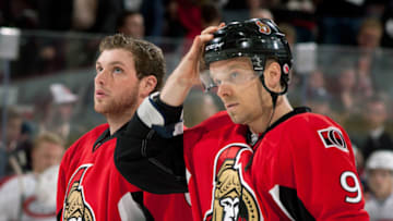 OTTAWA, ON - SEPTEMBER 25: Team mates Bobby Ryan