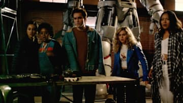 DC's Stargirl -- "Summer School: Chapter 2" -- Image Number: STG202fg_002r2.jpg -- Pictured (L-R): Yvette Monreal as Yolanda Montez, Anjelika Washington as Beth Chapel, Cameron Gellman as Rick Tyler, Brec Bassinger as Courtney Whitmore and Ysa Penarejo as Jennie -- Photo: The CW -- © 2021 The CW Network, LLC. All Rights Reserved.