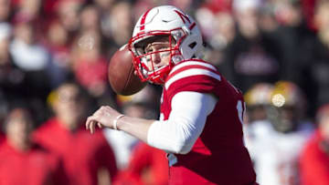 Nov 19, 2016; Lincoln, NE, USA; Nebraska Cornhuskers quarterback Ryker Fyfe (17) throws the ball against the Maryland Terrapins in the first half at Memorial Stadium. Mandatory Credit: Bruce Thorson-USA TODAY Sports
