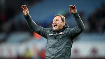 BIRMINGHAM, ENGLAND - DECEMBER 21: Ralph Hasenhuttl, Manager of Southampton celebrates victory after the Premier League match between Aston Villa and Southampton FC at Villa Park on December 21, 2019 in Birmingham, United Kingdom. (Photo by Clive Mason/Getty Images)