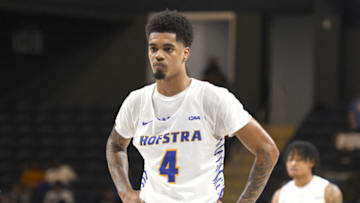 Hofstra Pride guard Aaron Estrada prepares to take free throw during CAA Tournament quarterfinals in Washington DC. Getty Images.