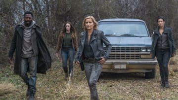 Colman Domingo as Victor Strand, Alycia Debnam-Carey as Alicia Clark, Kim Dickens as Madison Clark, Danay Garcia as Luciana - Fear the Walking Dead _ Season 4, Episode 8 - Photo Credit: Richard Foreman, Jr/AMC