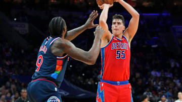 Luka Garza #55 of the Detroit Pistons (Photo by Mitchell Leff/Getty Images)