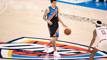 Gabriel Deck #6 of the OKC Thunder runs the offense during a game against the Clippers.. (Photo by Wesley Hitt/Getty Images)