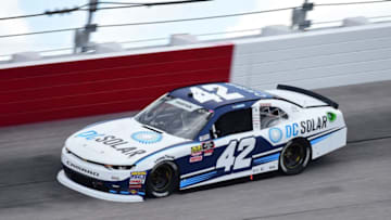 DARLINGTON, SC - AUGUST 31: Ross Chastain, driver of the #42 DC Solar Chevrolet, drives during practice for the NASCAR Xfinity Series Sport Clips Haircuts VFW 200 at Darlington Raceway on August 31, 2018 in Darlington, South Carolina. (Photo by Jared C. Tilton/Getty Images)
