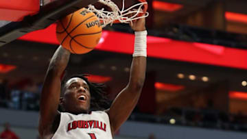 Louisville’s Mike James slams one home against Wake Forest.Jan. 7, 2023Louisvilewakeforest 05