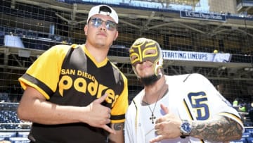 WWE, Rey Mysterio, Dominik Mysterio (Photo by Andy Hayt/SanDiego Padres/Getty Images)