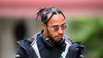 SOCHI, RUSSIA - SEPTEMBER 26: Lewis Hamilton of Great Britain and Mercedes GP looks on in the Paddock during previews ahead of the F1 Grand Prix of Russia at Sochi Autodrom on September 26, 2019 in Sochi, Russia. (Photo by Clive Mason/Getty Images)