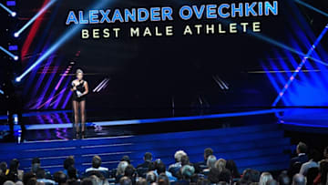 LOS ANGELES, CA - JULY 18: Actor Kate Beckinsale accepts the Best Male Athlete award on behalf of NHL player Alexander Ovechkin onstage at The 2018 ESPYS at Microsoft Theater on July 18, 2018 in Los Angeles, California. (Photo by Kevork Djansezian/Getty Images)