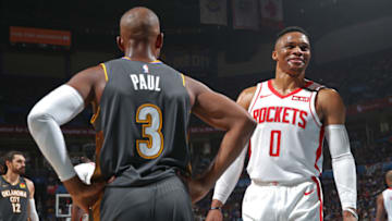 OKC Thunder, Power rankings week 12: Russell Westbrook #0 of the Houston Rockets smiles during the game against the Oklahoma City Thunder on January 9, (Photo by Zach Beeker/NBAE via Getty Images)