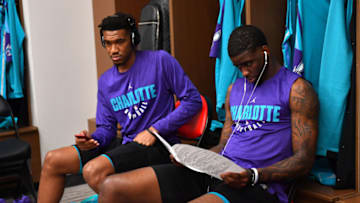 Charlotte Hornets Malik Monk and Marvin Williams (Photo by Jesse D. Garrabrant/NBAE via Getty Images)
